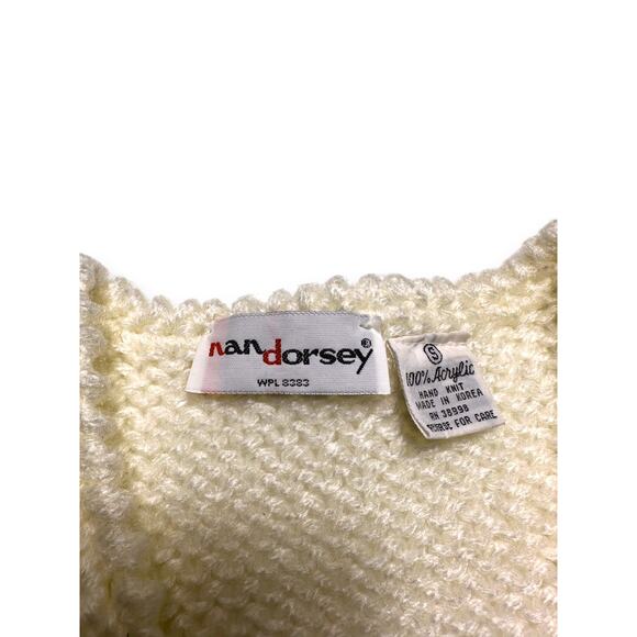 Vintage Nan Dorsey Hand-Knit Cream Vest W/ Pearl Buttons Size Small - Picture 5 of 11